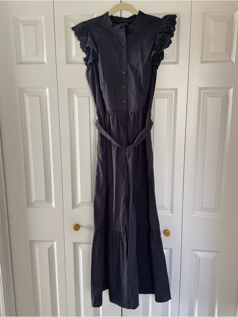 Who What‎ Wear - Sleeveless Lace Trim Cotton Midi Dress - Jet Black - NWT - Sz M